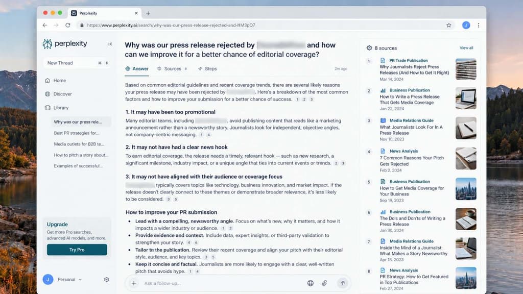 AI search answer citing news sources