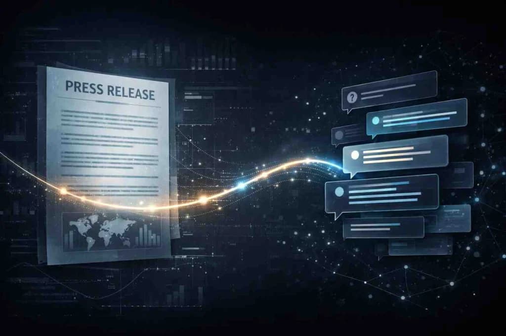 AI data journalism press release distribution digital abstract