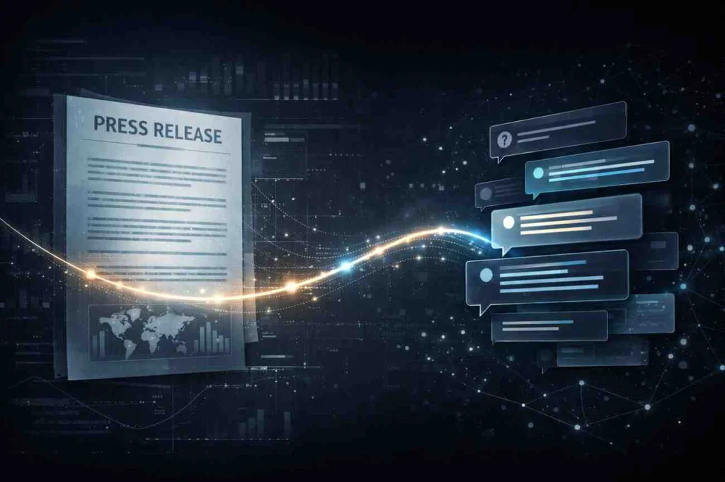 AI data journalism press release distribution digital abstract