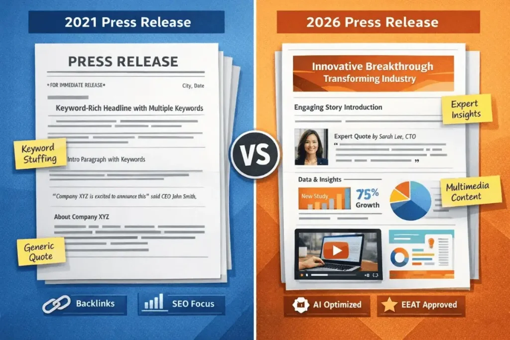 Press release distribution evolution from 2021 to 2026