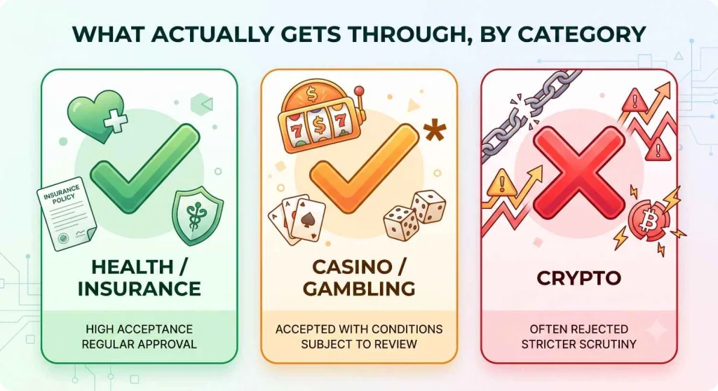 What content gets approved on Yahoo Finance by category